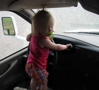 She is ready to take the wheel at one and a half years